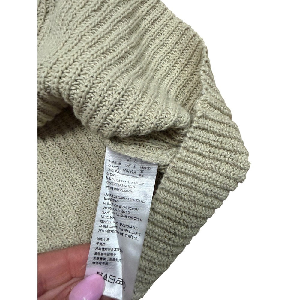 FP‎ Beach Free People Beige Ribbed Mock Neck Boxy Knit Sweater Vest Top Small - Picture 4 of 4